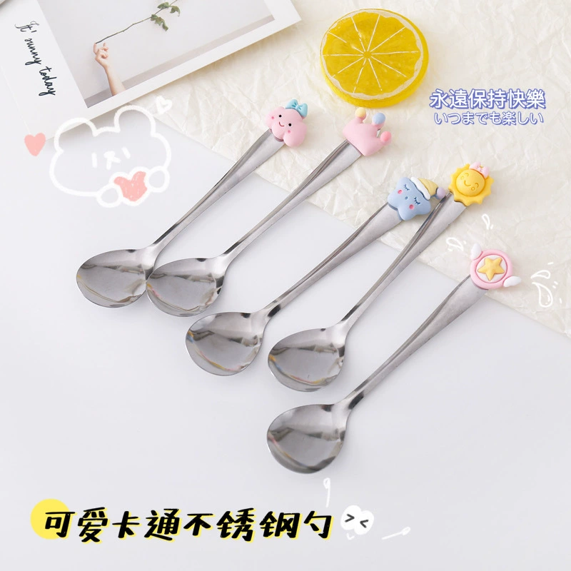 Cartoon creative spoon stainless steel, coffee mixing stick, Birthday gift, wholesale