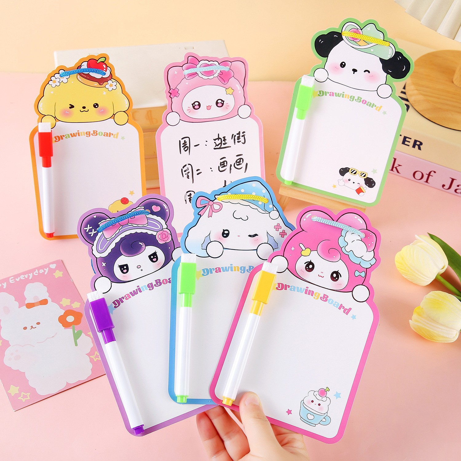 Cute Cartoon Double-Sided Erasable Drawing Board for Children, Small Whiteboard for Drawing and Doodling, Kindergarten Early Education Writing Board, Children's Day Gift