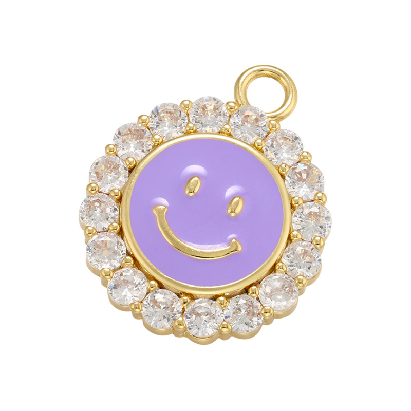 Micro-inlaid Sunflower Pendant Round Zircon Smiling Face Pendant Diy Accessories display picture 2