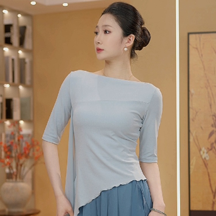 Dance Training Clothes Adult Women's Top Mid-Sleeve 2024 New Summer Body Women's Short Sleeve Training Long Sleeve Dancing