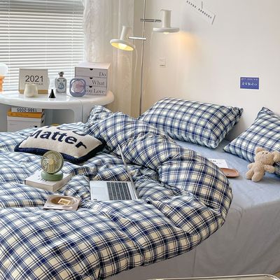 new pattern pure cotton Checkerboard lattice Four piece suit Simplicity Langer student Three Cotton The bed Supplies Quilt cover wholesale