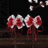 Hairgrip with bow, hairpins with tassels, children's hair accessory, red Hanfu, Chinese style