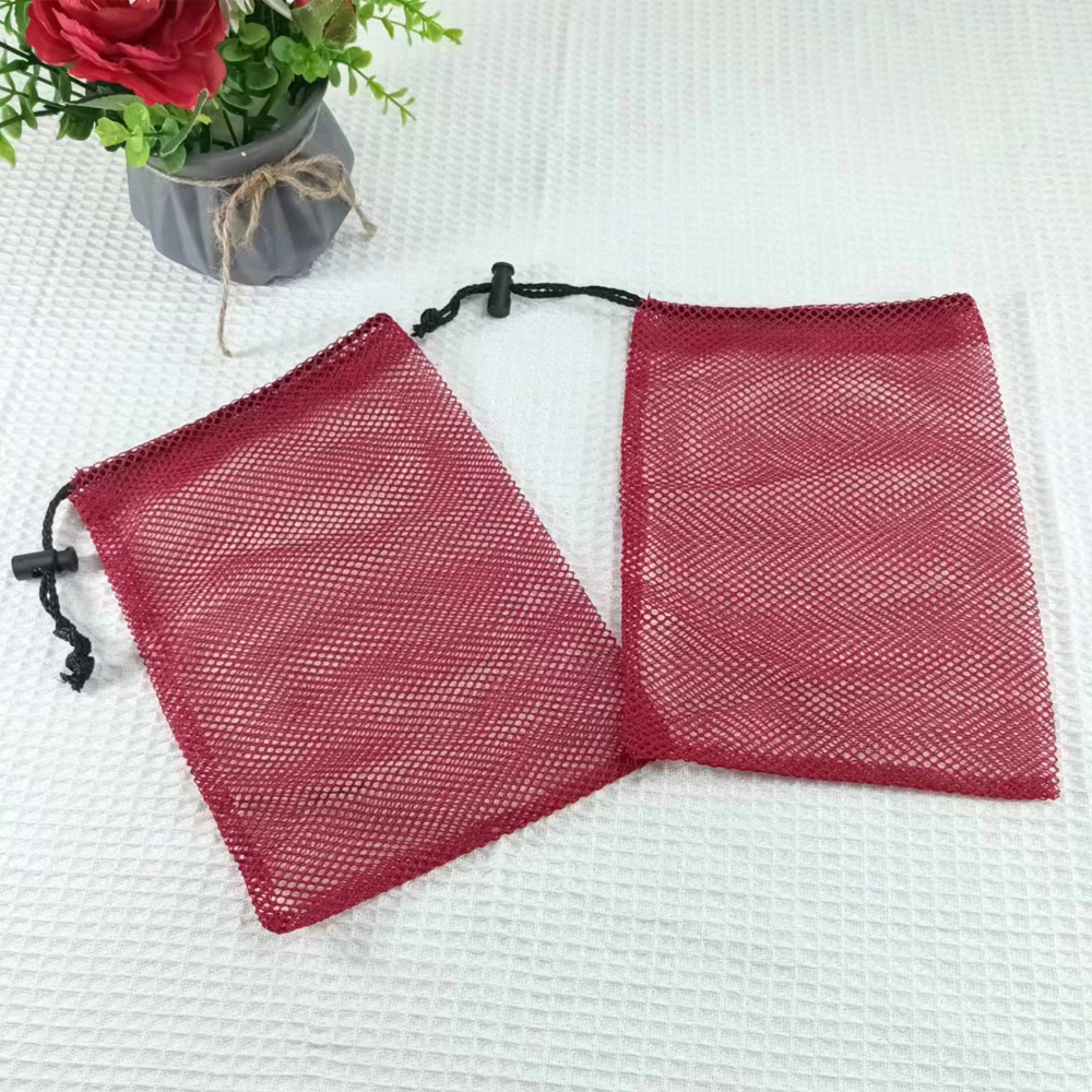 En stock al por mayor bolsa de malla de poliéster con cordón bolsa de tenis de mesa bolsa de baloncesto bolsa de malla de voleibol bolsa de almacenamiento