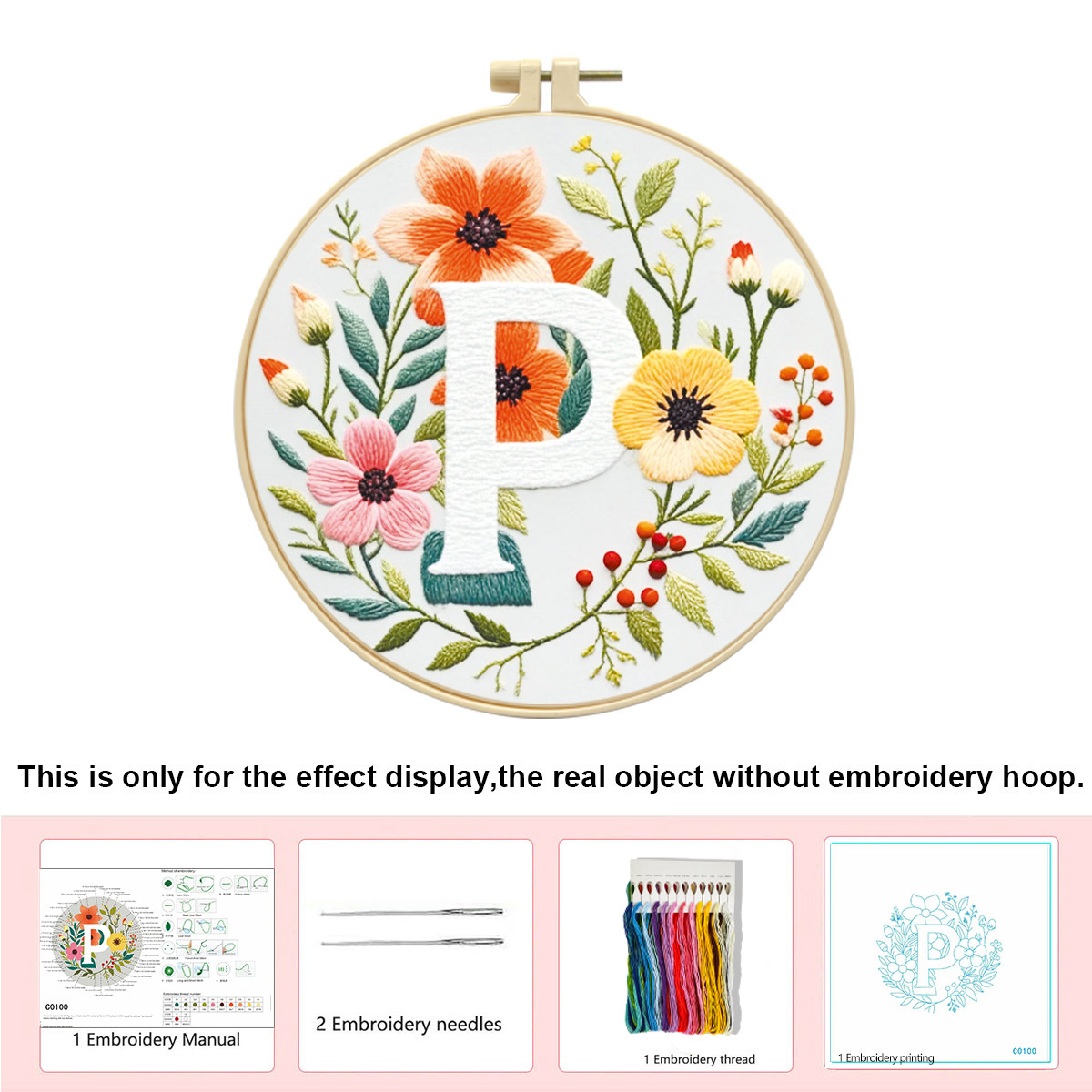 Hecho a mano flores y plantas europeas bordadas paquetes de materialdiy inglés 26 letras simple principiante nivel de bordado al por mayor