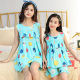 Summer New Children's Clothing Girls Students Cotton Silk Nightdress Parent-child Home Clothes Two-piece Princess Pajamas Sleeveless Set