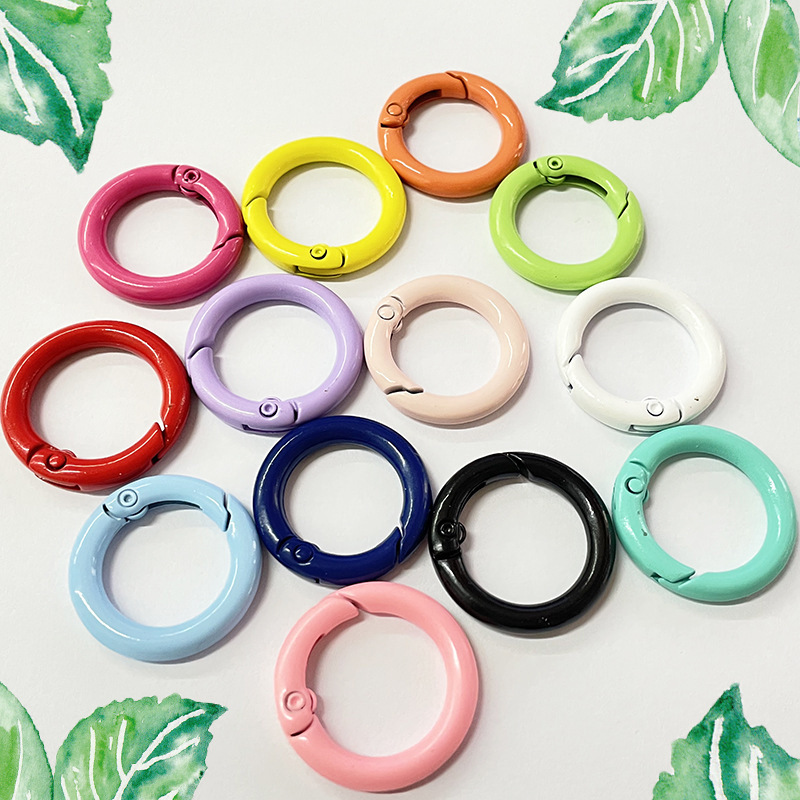 Manufacturer's Spot Metal Key Ring Buckle Colorfulful Ring DIY Open Ring Painted Spring Buckle Ring Jewelry Accessories