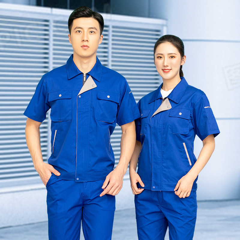 Trajes de trabajo de manga corta de verano para hombres delgados transpirables y resistentes al desgaste taller eléctrico de reparación de automóviles ropa de seguro laboral personalizada