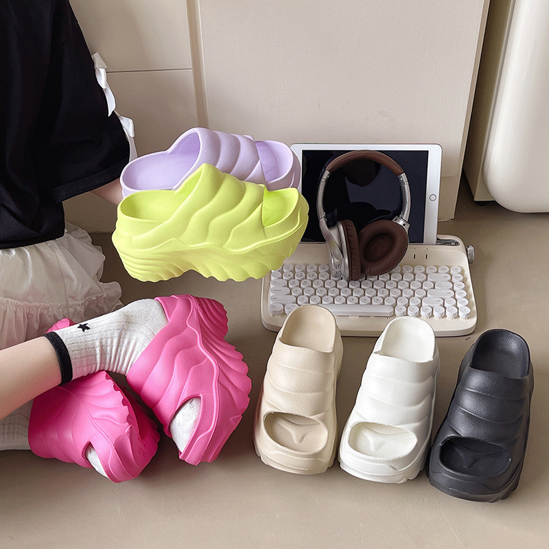 Women's Thick Slippers European and American Ins Trendy 10cm High Heels EVA Wedge All-match Outer Wear Beach Slides