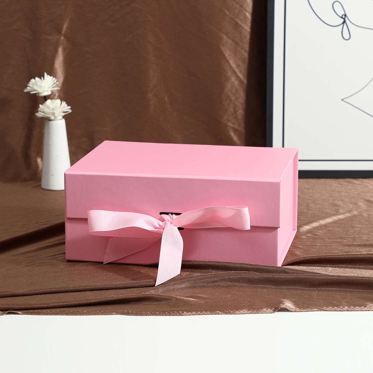 Caja de regalo plegable de una pieza transfronteriza, caja de embalaje de cinta de lazo, caja de regalo de vacaciones en blanco, embalaje de zapatos y ropa