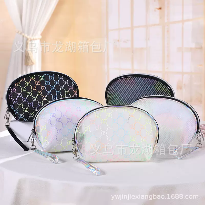 2023新款时尚女包韩版简约印花贝壳包外出旅行便携式化妆包批发