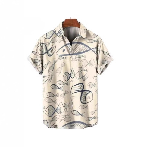 Hawaiian Shirt, Men's Shirt with Beautiful Fish Print, Short Sleeves, 3D Ocean Animal Print Short-Sleeved Shirt Hawaiian Shirt, Men's Shirt with Beautiful Fish Print, Short Sleeves, 3D Ocean Animal Print Short-Sleeved Shirt