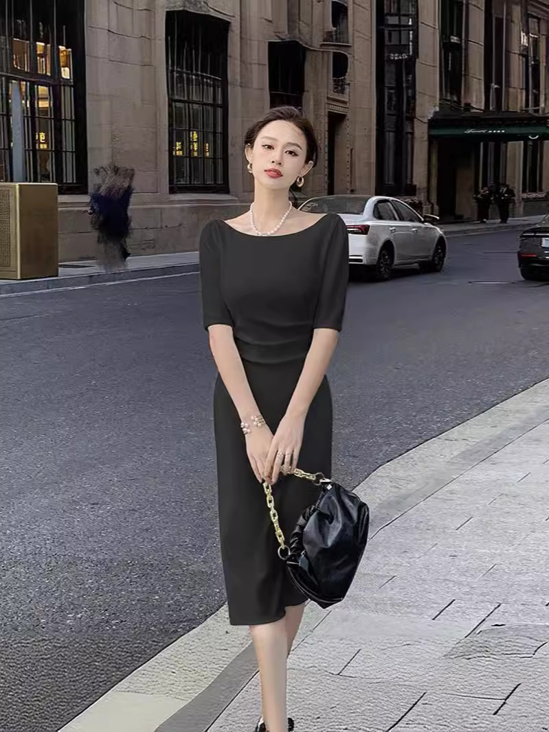 Black fitted minimalistic dress