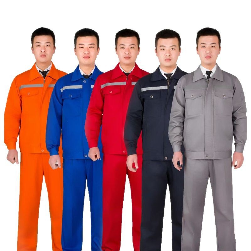 卸売メーカー 反射ストリップ付き ポリエステル綿作業服セット 多色選択可能 車両整備・溶接用 耐摩耗作業服 労働保護服|undefined