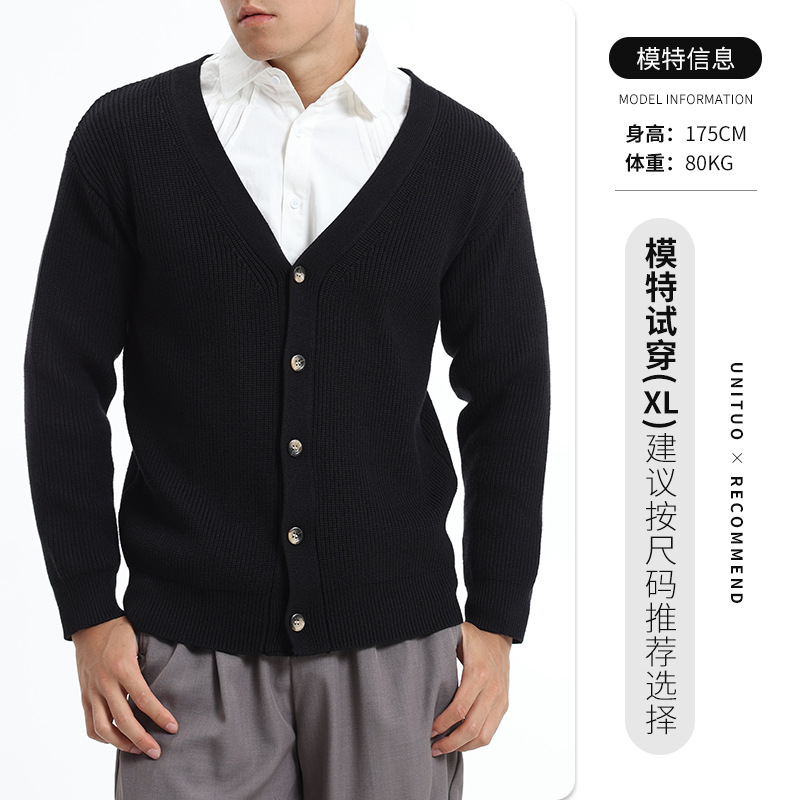 Hombres botón de viento perezoso jersey de punto Cardigan chaqueta de hombre otoño y invierno estilo coreano casual suéter holgado versátil