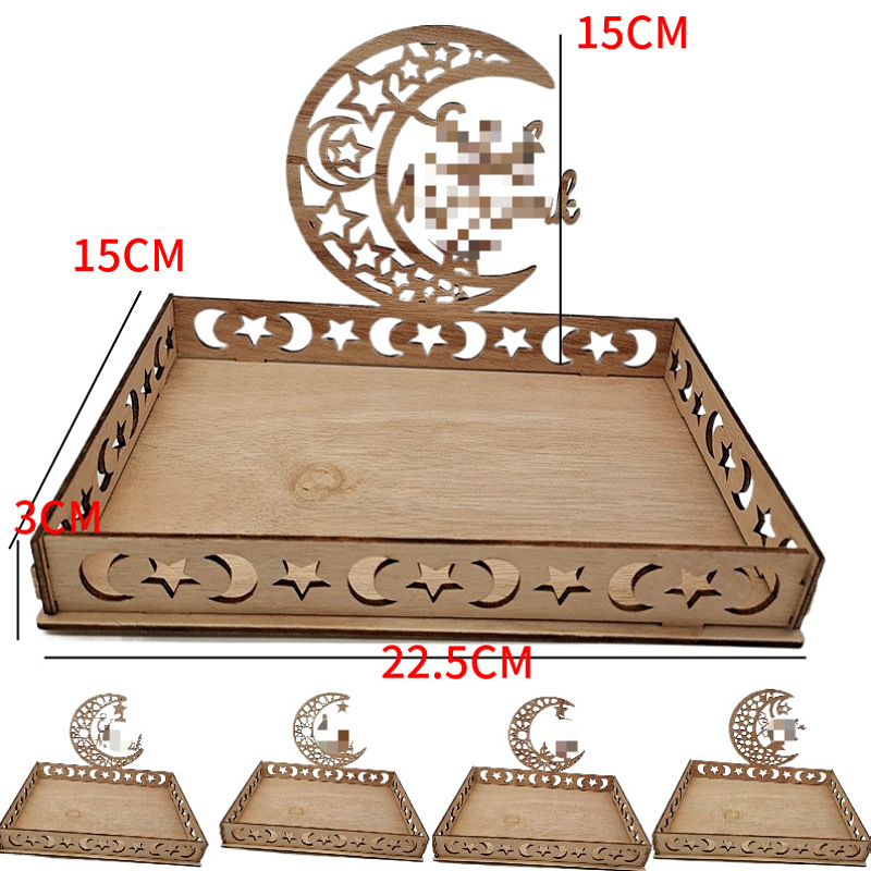 Wooden home furnishings holiday decoration table decorations dessert tray decorations wooden crafts 4