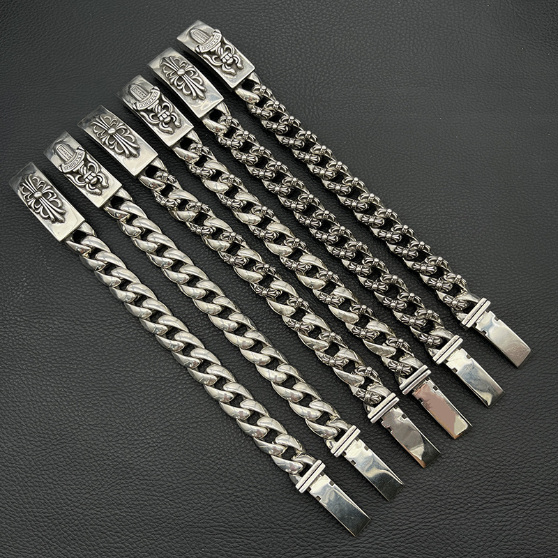 CH Cropa Retro Long Cruciform Bracelet Glossy Full Flower Chain Cuban Chain Sword Classic Men's Aggressive