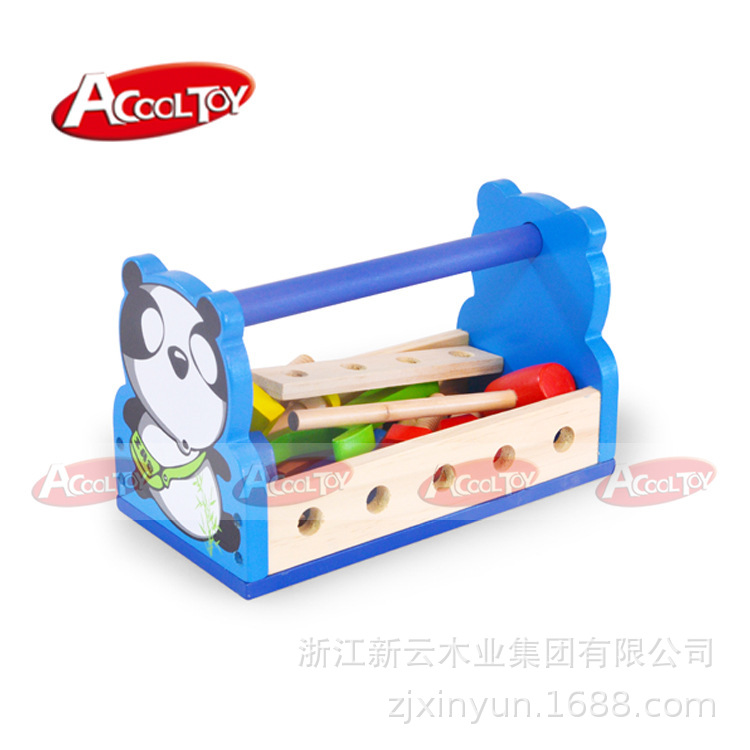 Comercio exterior de estilo europeo educativo para niños de madera DIY portátil de dibujos animados Panda tesoro tornillo de simulación tornillo desmontaje tuerca juguete