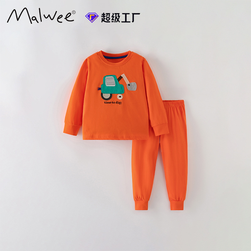 Malwee transfronterizo juego de niños otoño y invierno nuevo estilo europeo y americano ropa de casa para niños pequeños guapo juego de dos piezas
