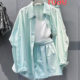 Pure Summer Wear Green Sun-protective Clothing Shirt Shorts Sun-protective Clothing Leisure Sports suit Women's 2025 New