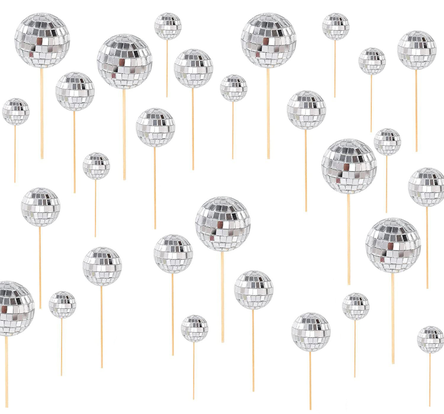 Transfronterizos personalizados espejo bola pastel decoración inserción discoteca banda palos de madera fiesta bola decoración de Navidad al por mayor
