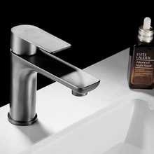 面盆水龍頭冷熱混水面盆單孔台上盆衛生間不銹鋼槍灰龍頭廠家批發
