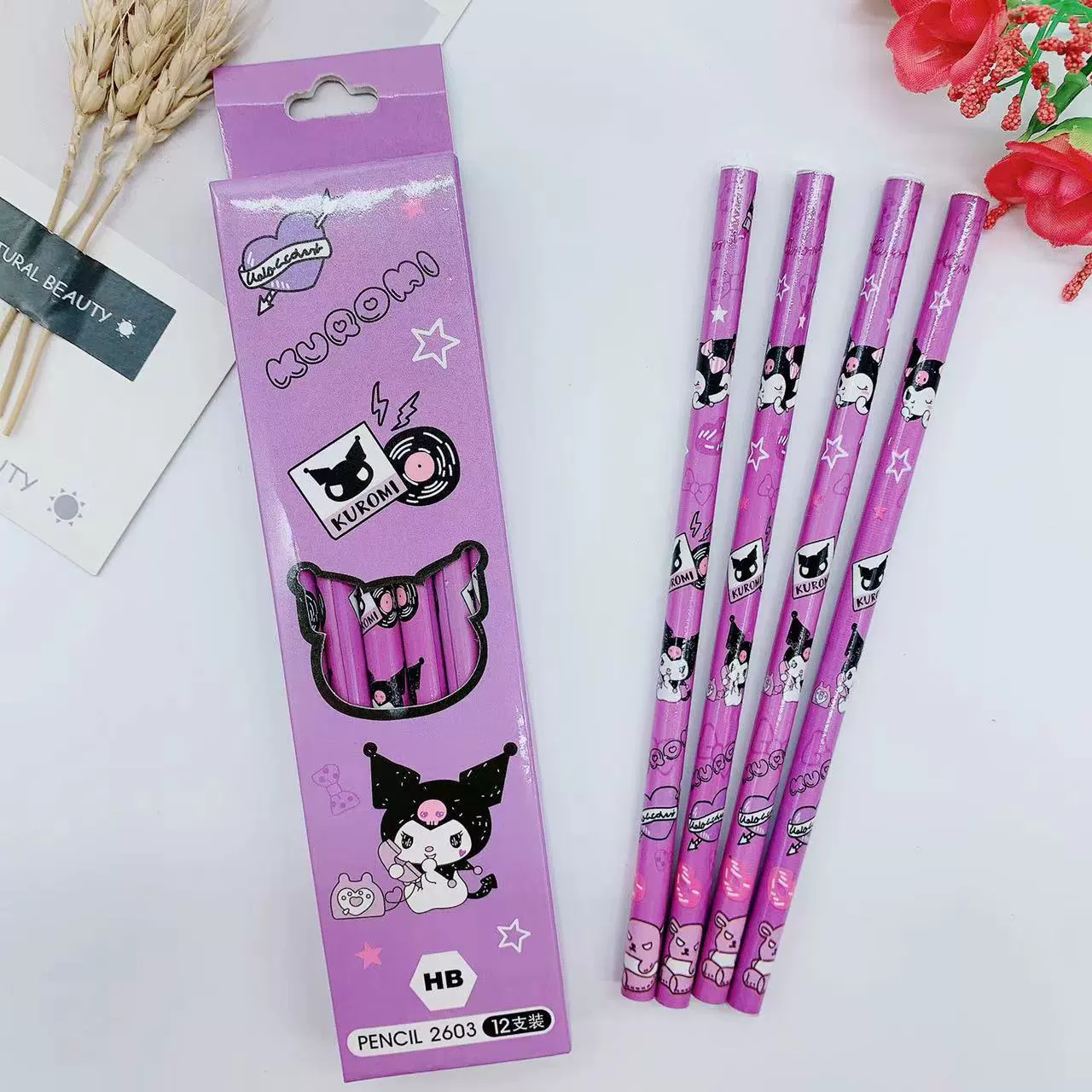 Cartoon Pencil Set 12 pcs Model 2603, HB leads, 17.3 cm — Birthday Gift