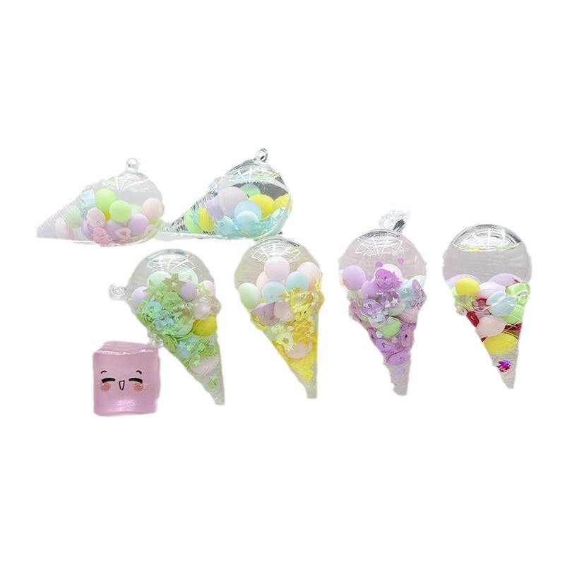 Botella de arena flotante de aceite acrílico creativo llavero de automóvil colgante botella flotante de helado de dibujos animados regalos al por mayor