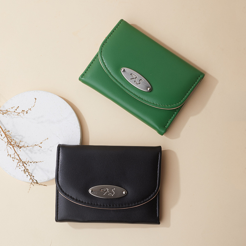 Cross-Border Korean Style Wallet for Women, Large Capacity, Short Style, Solid Color, Simple, for Female Students, Walletins Style