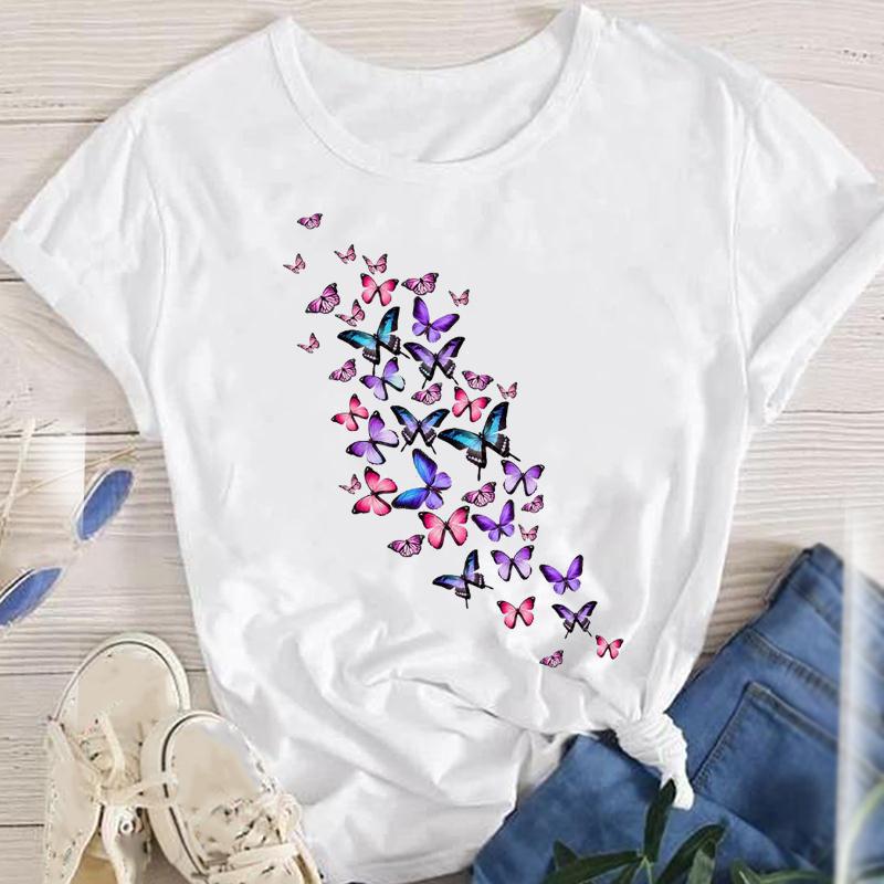 114g Weight Short Sleeve Sleeve Length Pullovers Placket Type Regular Sleeve Sleeve Type Polyester Fabric Type Regular Top Length T-shirt Tops Type Daily Occasion Round Neck Neckline Breathable Function Regular Fit Fit Type Flower Pattern Summer, Spring, Autumn Season Women'S Gender Printing Design Fashion Style Wholesale Women'S Fashion Flower Short Sleeve Printing T-Shirts 5