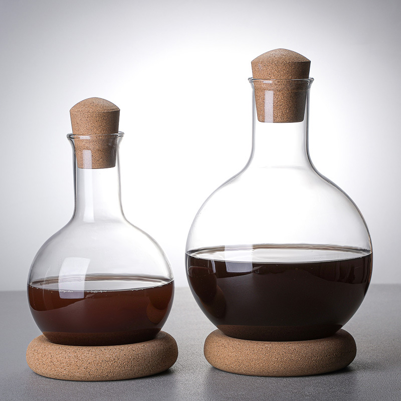 Decanter Cork Base Circle Glass Red Wine Bottle Wine Cork Manufacturer Direct Sales Glass Decanter for Home Use
