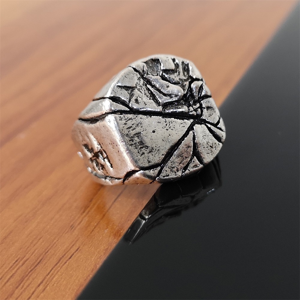 European and American Style Men's Cracked Ring, Retro Personalized Creative Ring, Niche High-Quality Personalized Fashion Hand Jewelry
