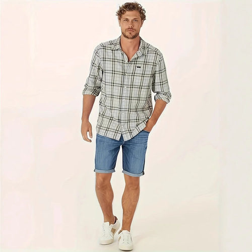 European and American Cross-border Supply Trendy New Men's Casual Straight Leg Rolled Hem Jeans Five-Pocket Pants