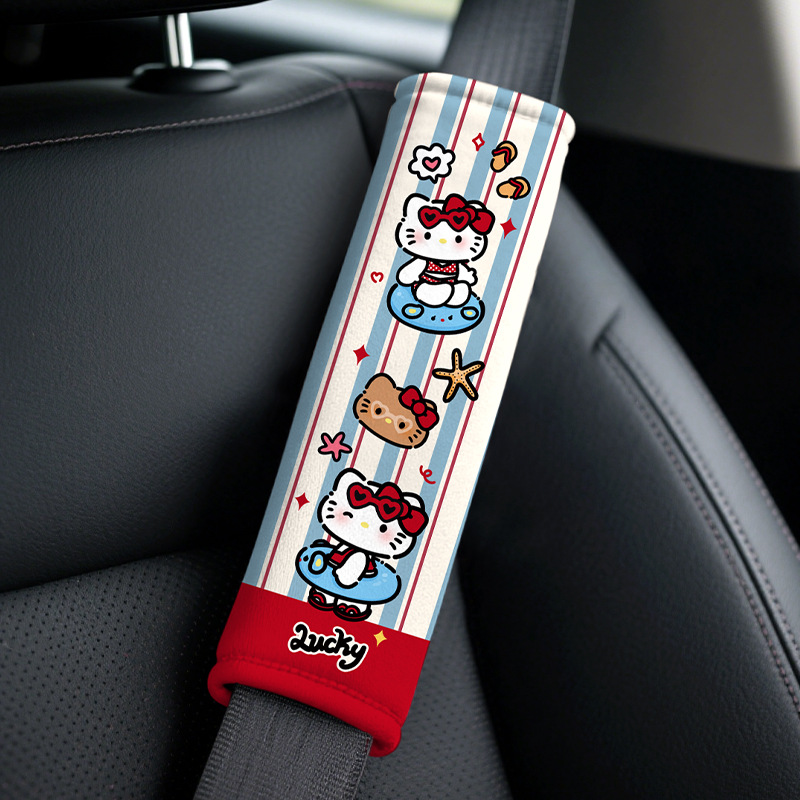 Katong – Seat belt shoulder pad Line Dog - red