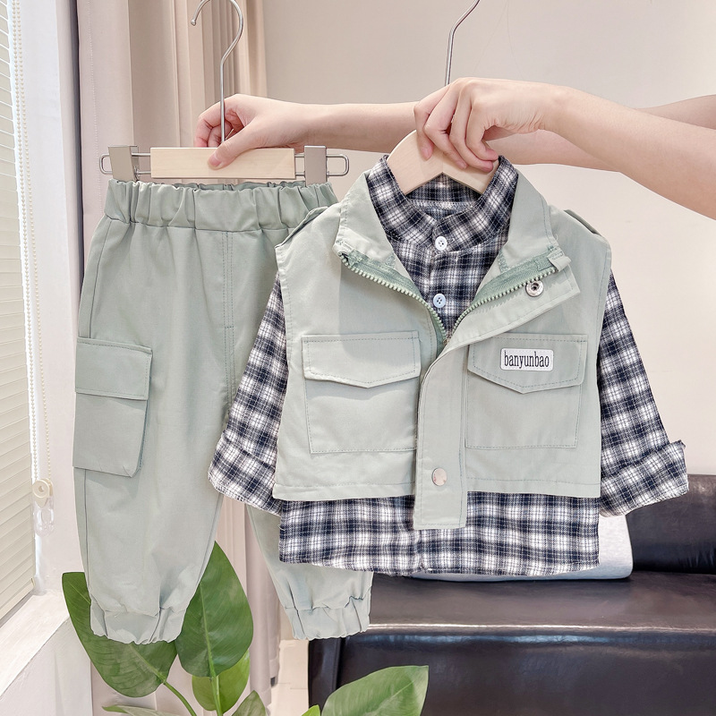 Conjunto elegante de 2 piezas con chaleco para bebé niño 1 año otoño_voghion.com