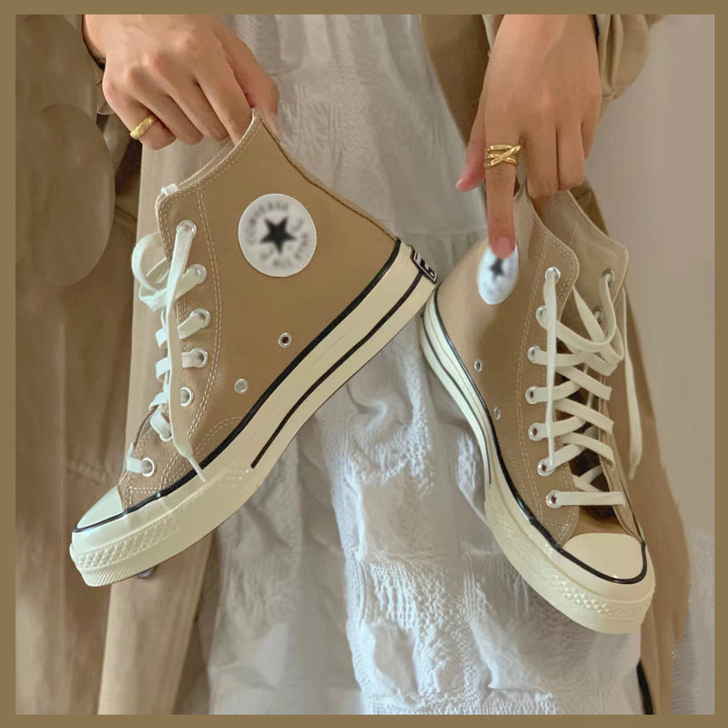 Meiqi Converse 1970S Canvas Shoes in Milk Tea Color with Classic Vulcanized Sole, 1970S Sneakers with Hidden Height Increase, Versatile for Spring and Summer Meiqi Converse 1970S Canvas Shoes in Milk Tea Color with Classic Vulcanized Sole, 1970S Sneakers with Hidden Height Increase, Versatile for Spring and Summer
