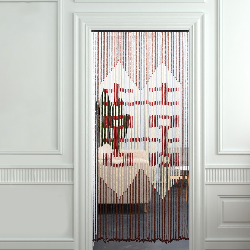 Chinese style wooden bead curtain decorative curtain living room bathroom door curtain partition curtain porch solid wood curtain