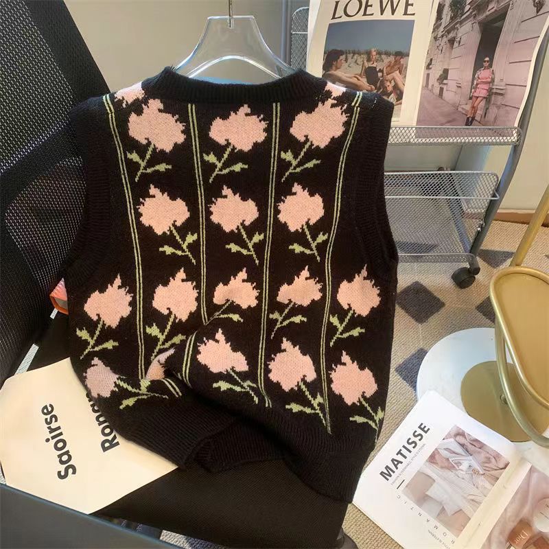 24 invierno Puyuan otoño nuevo suéter chaleco retro 2024 ropa de mujer estilo pastoral suelto image 8