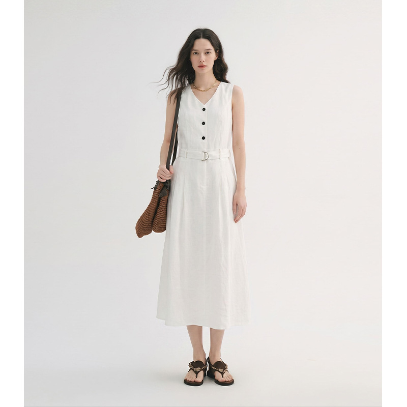 High-End White Vest Dress for Women, Summer 2026 New Trendy Hot-Selling Style, Elegant Waist-Cinching Slimming Long Dress High-End White Vest Dress for Women, Summer 2026 New Trendy Hot-Selling Style, Elegant Waist-Cinching Slimming Long Dress