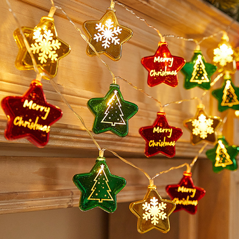 Colgante de árbol de Navidad interior lámpara galvanizado Tian Luo bola lámpara de fiestas de Navidad decoración de la bola de pentaco lámpara flash