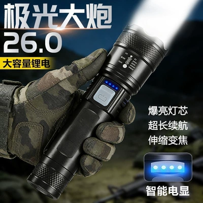Cross-Border High-Intensity Flashlight, Rechargeable, UV fənərlər - 908-digital-display-output-zoom-3-speed