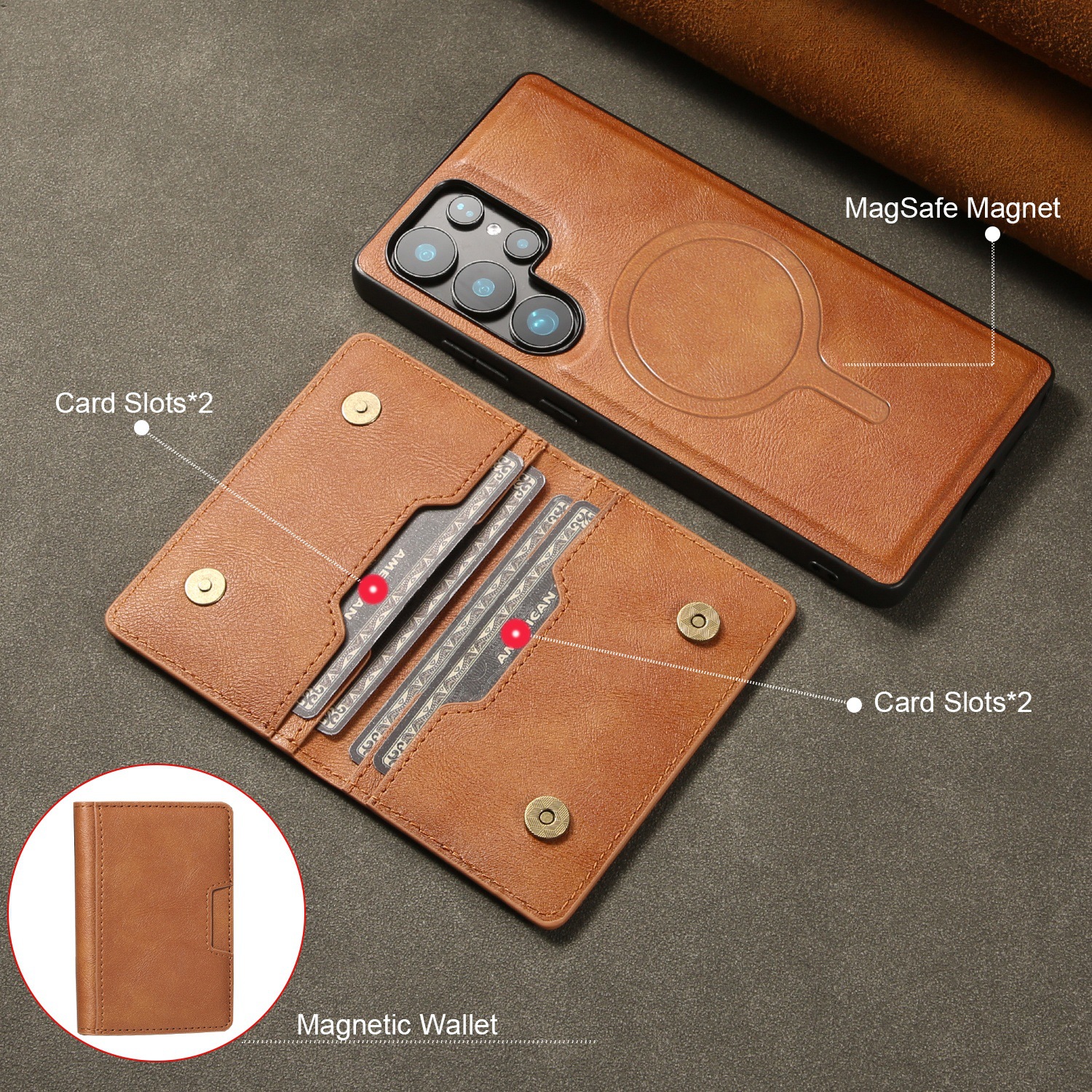 Adecuado para Samsung S25Edge Paquete de tarjeta magnética de anillo plegable Estuche para teléfono móvil Estuche protector de carga inalámbrica MagSafe magnético fuerte S25U