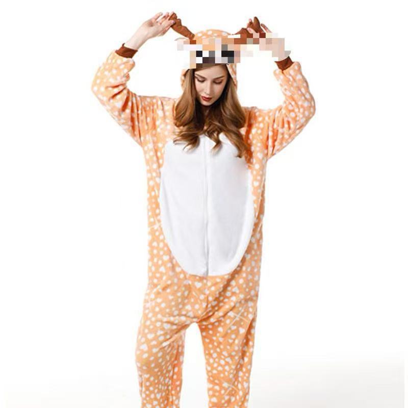 Cross-Border One-Piece Pajamas Halloween Flannel Cute Cartoon Zipper Style Button Style Loungewear One-Piece Pajamas