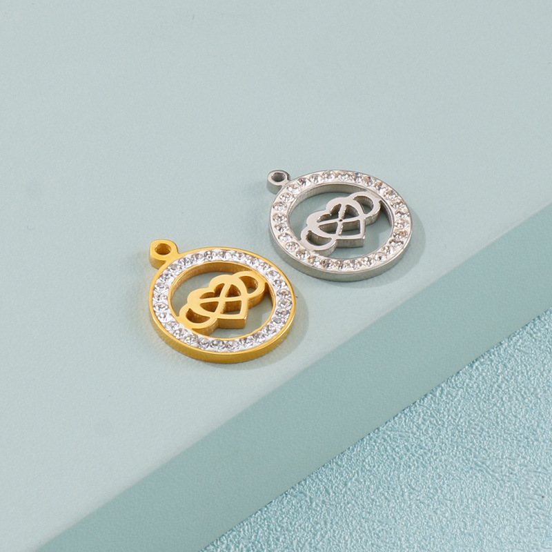 18K Real Gold Plated Plating Material 1 Piece Stainless Steel Zircon 18K Gold Plated Infinity Heart Shape