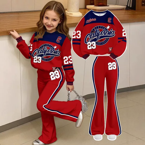 New Fashion Trendy Children's and Adult Outfits, Cross-Border New Two-Piece Set with Long Pants and Sweatshirt