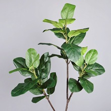 跨境仿真琴叶榕单支植物高档树枝叶子家居微景观造景地插花艺装饰