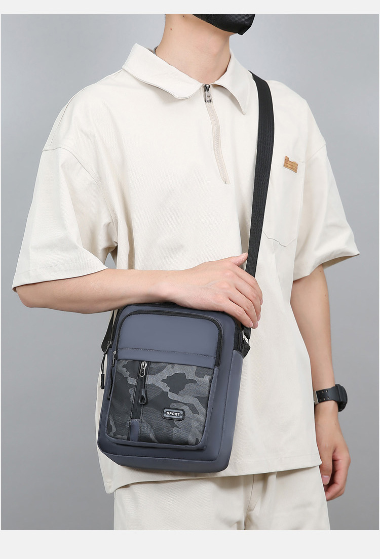 179g Weight Polyester Lining Material Sewing Thread Fashion Element Zipper Closure Type Sling Strap Strap Type Shoulder Bag Bags Type Casual Occasion Oxford Cloth Material Camouflage Pattern All Seasons Season Men's Gender Streetwear Style Square Shape Men's Camouflage Oxford Cloth Sewing Thread Zipper Shoulder Bag 7