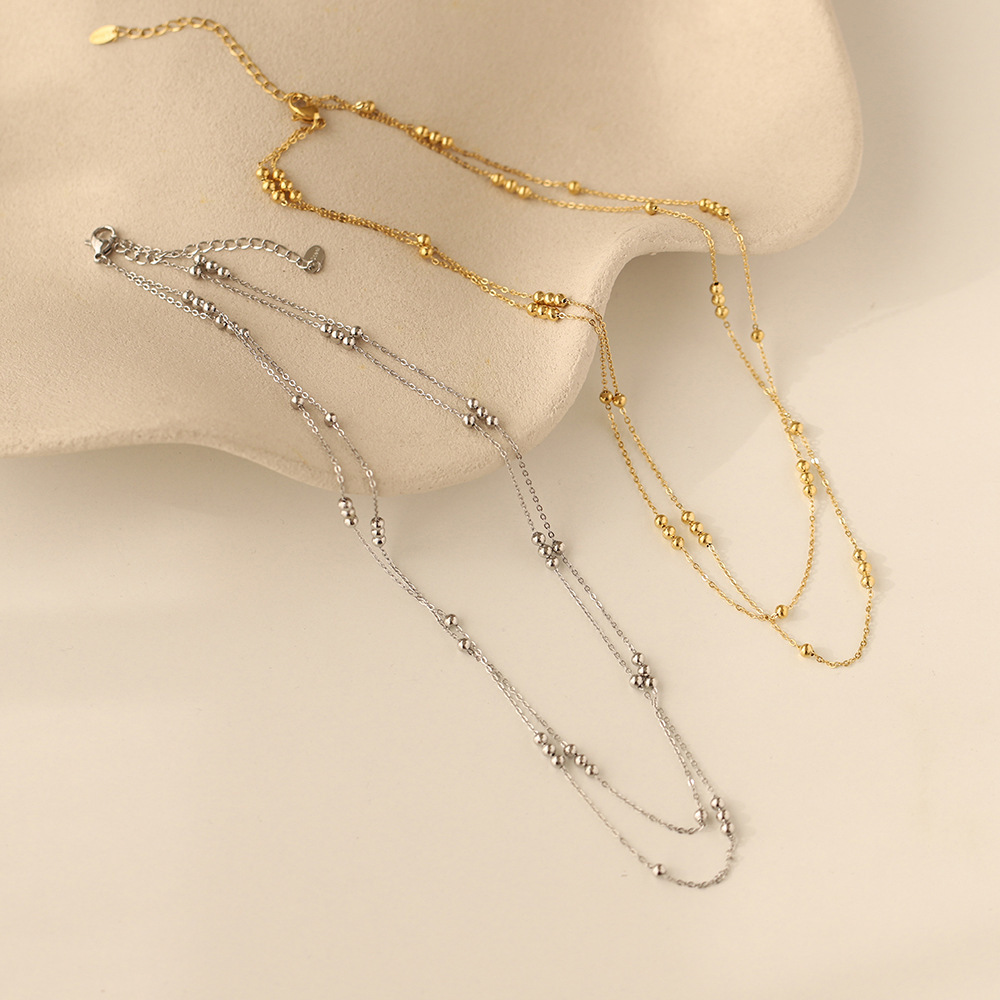 Titan Stahl Einfacher Stil Überzug Einfarbig Doppellagige Halsketten Halskette display picture 7