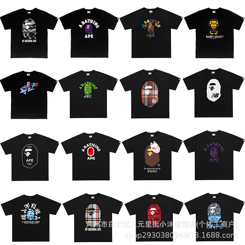 跨境外贸潮牌短袖男字母印花美式街头纯棉宽松情侣休闲t恤半袖衫