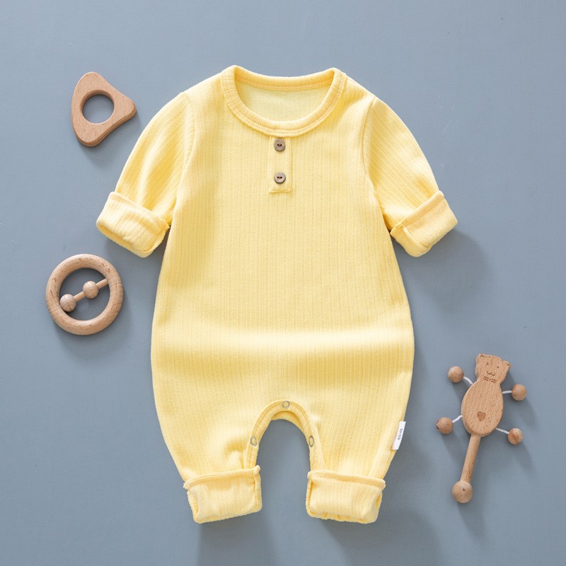Bebé mono primavera y otoño manga larga delgada hombres y mujeres ropa de bebé pijamas sin hueso mameluco estilo occidental otoño mameluco