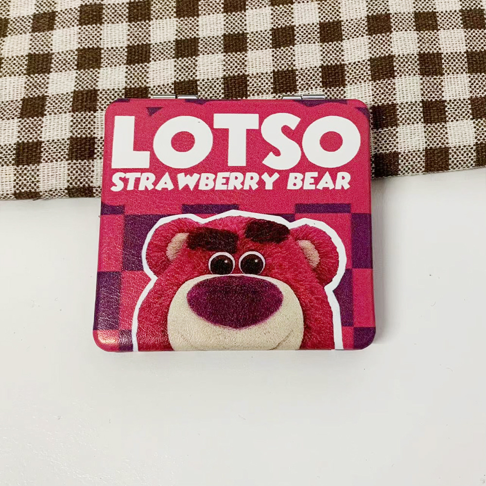 Nuevo perro Pacha osos de fresa doble cara plegable espejo de maquillaje tienda en línea tienda de espejo pequeño fábrica al por mayor